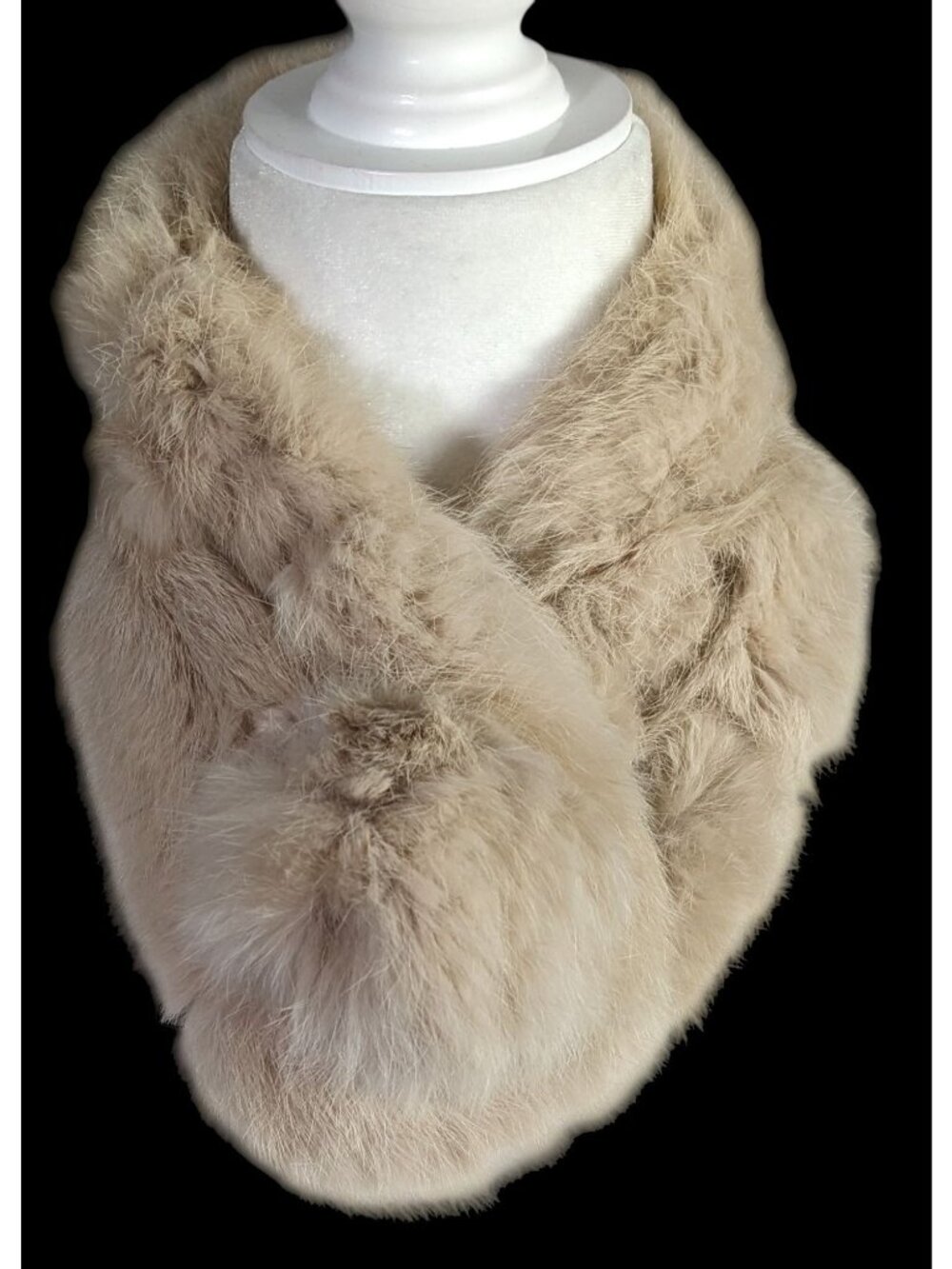 Vintage Genuine Rabbit Fur Pull-Through Scarf